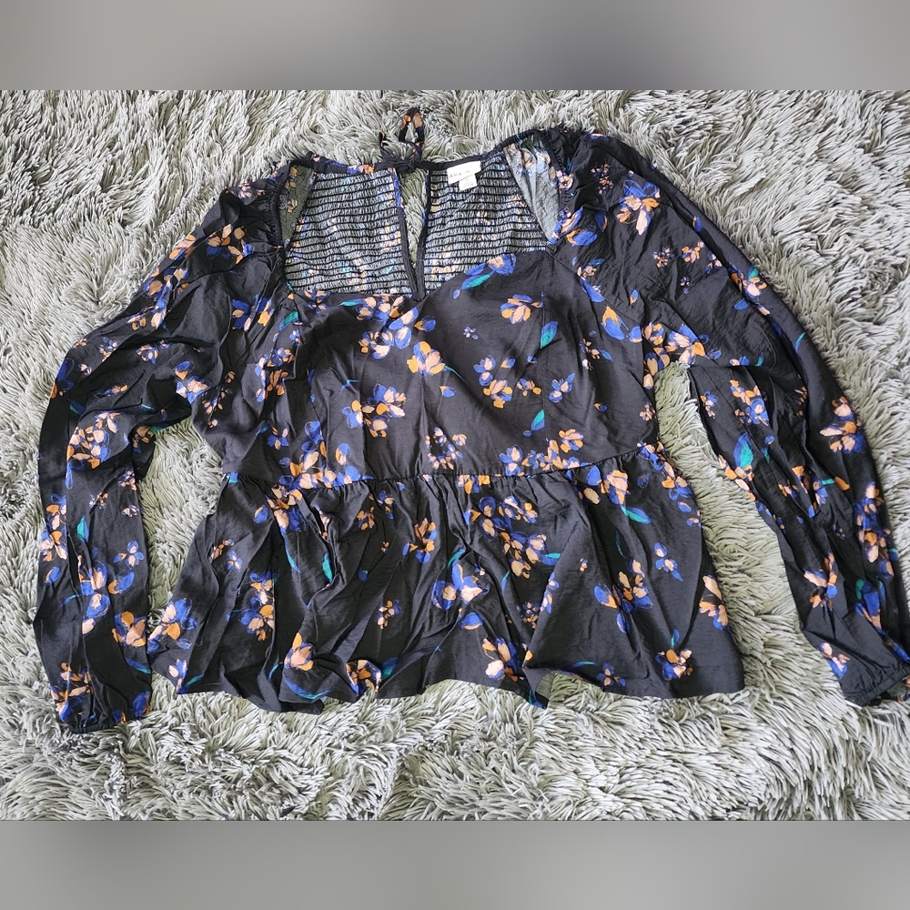 Ava & Viv 1x long sleeve floral dress top